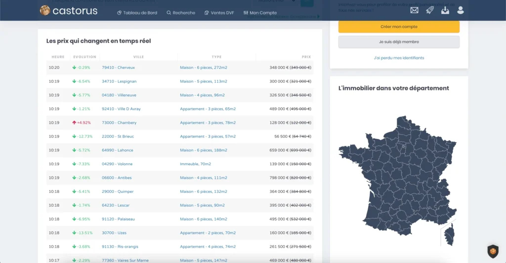 Capture d'écran du logiciel Castorus Immobilier