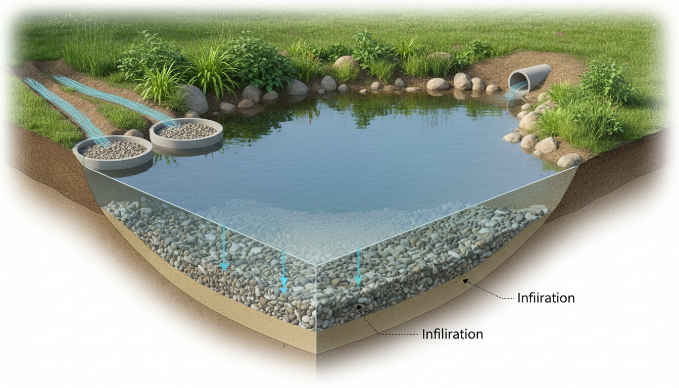 découvrez l'utilité d'un bassin de rétention et apprenez comment l'installer efficacement pour gérer les eaux pluviales et prévenir les inondations.